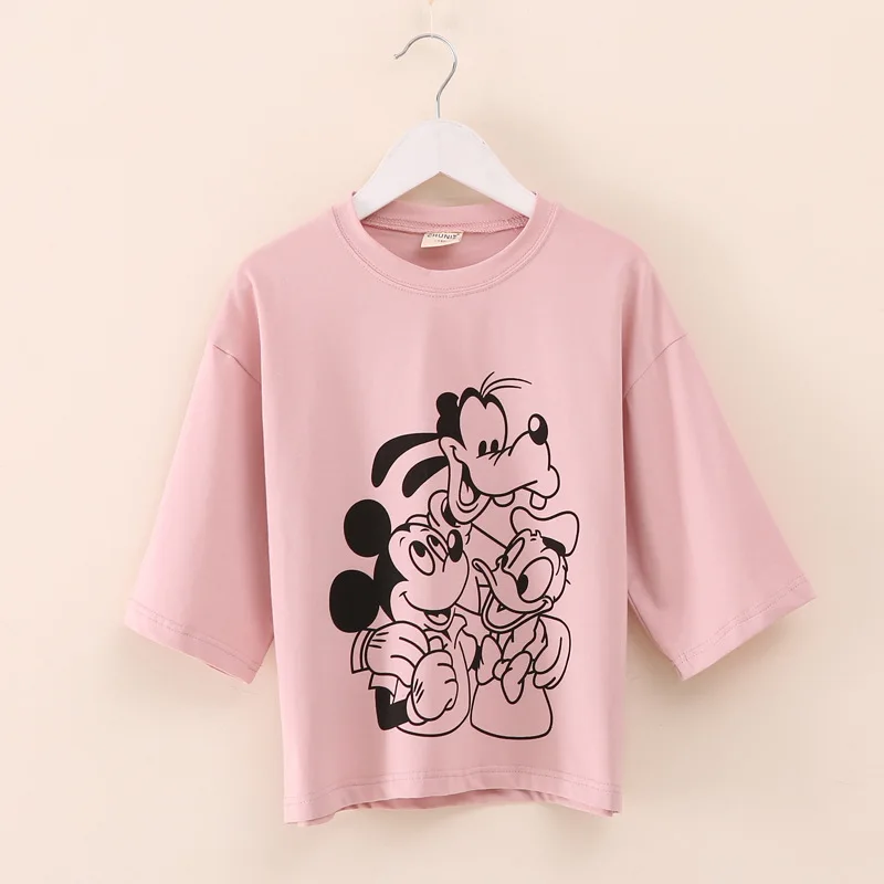 Летние модные топы с принтом для девочек детская футболка рукавом три четверти