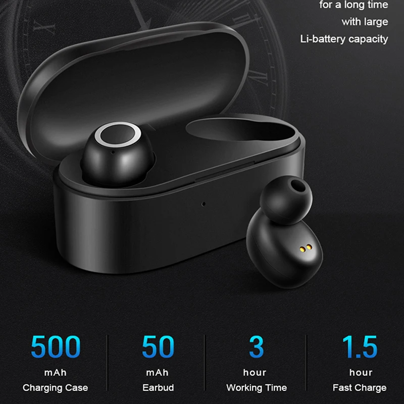 TEBAURRY Bluetooth наушники 5,0 TWS мини беспроводная гарнитура сенсорное управление 3D стерео бас наушники с зарядной коробкой портативный