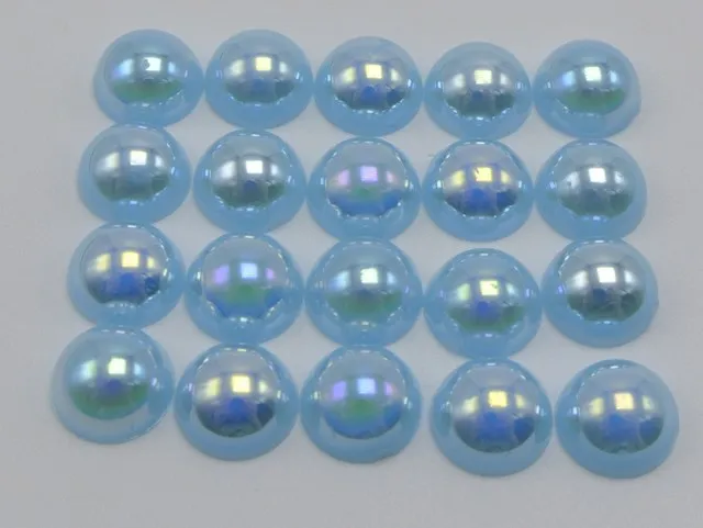 200 смешанных цветов блеск AB акриловые круглые половинки жемчуга 10 мм FlatBack бусины
