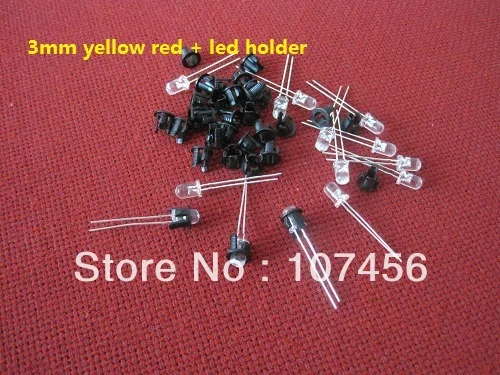 

Бесплатная доставка (100 шт.) 3 мм ультра яркий желтый светодиод + светодиодный держатель/светодиодный чехол + быстрая доставка