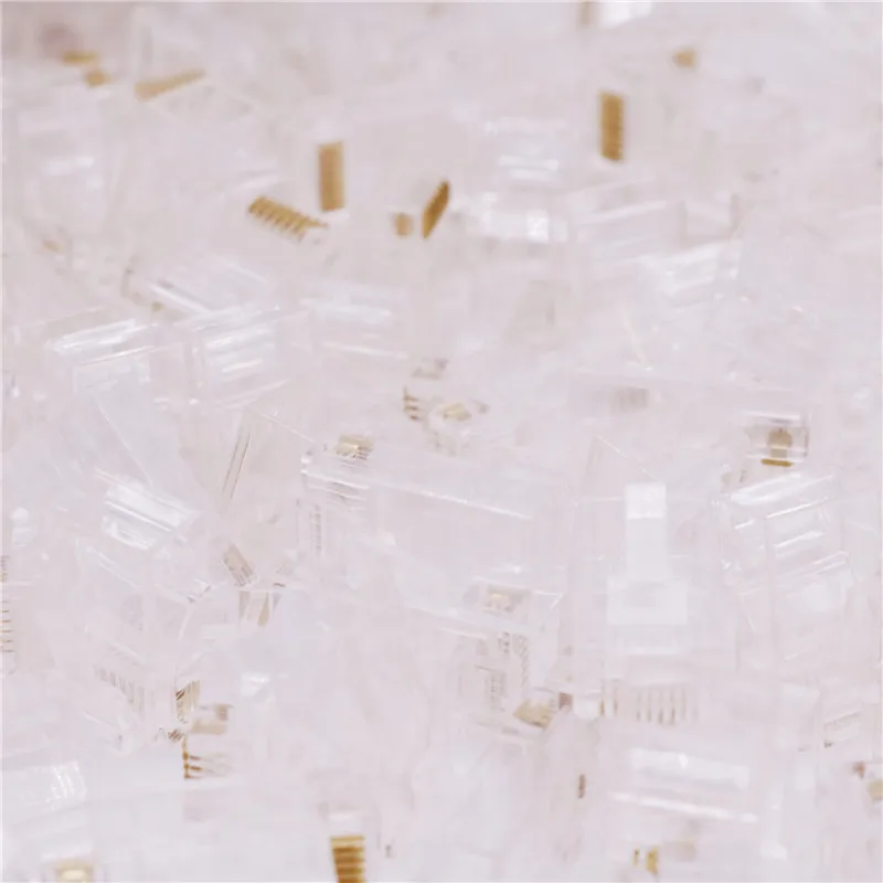 1000 шт. кристальная головка RJ45 восемь ядер 8P8C кабельный терминал прозрачный модульный разъем позолоченный сетевой разъем