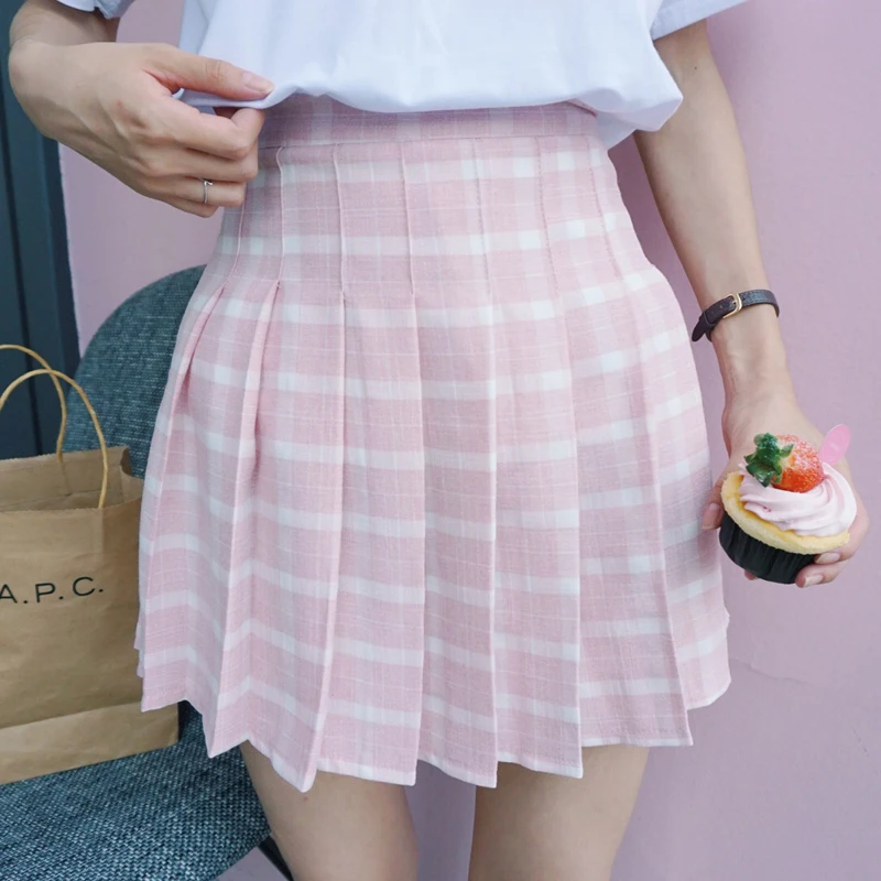 2016 New Japanese Style Plaid High Waist A-line College Wind Casual Short Female Skirt