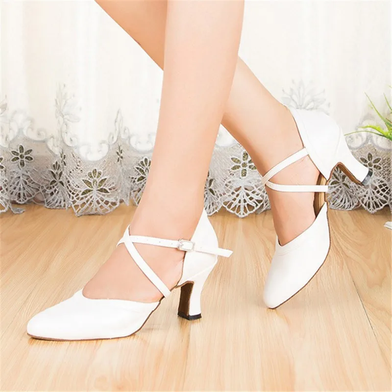 Movefun/белая Высококачественная свадебная обувь для танцев с закрытым носком