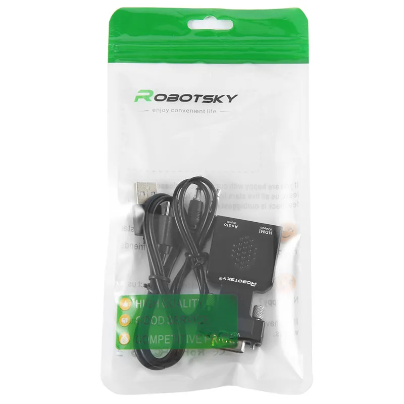 Robotsky VGA к HDMI адаптер папа к женскому 1080P AV видео конвертер кабель для ноутбука DVD ТВ проектор
