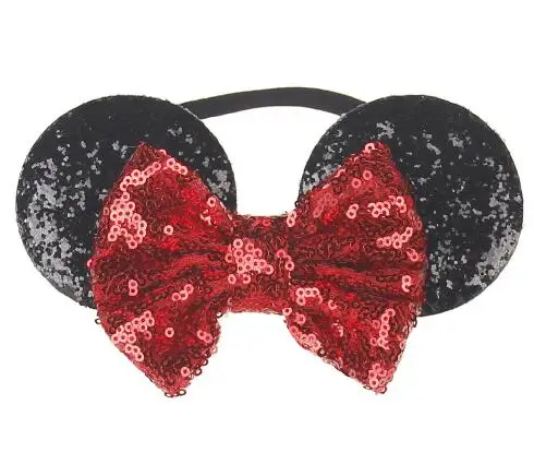 New Baby Nylon Headbands Mouse Ears Headband Hairbands Sequin Bowknot Headwear for Newborn Elastic Hair Accessories | Детская одежда и