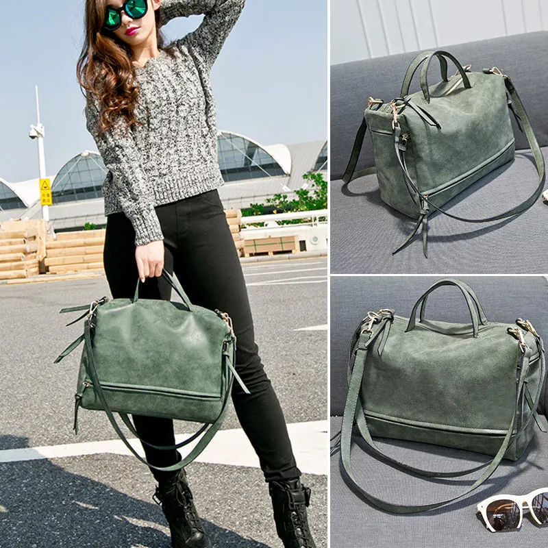 2019 винтажные матовые кожаные сумки через плечо для женщин Большая вместительная