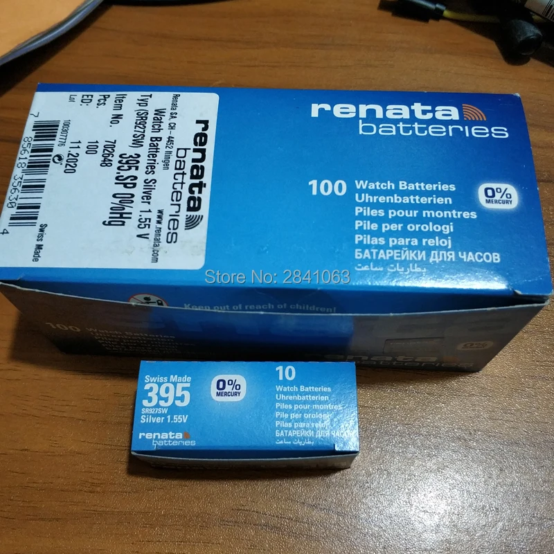 100Xrenata Серебряная оксидная батарея для часов 395 SR927SW 927 1 55 в 100% оригинальный бренд