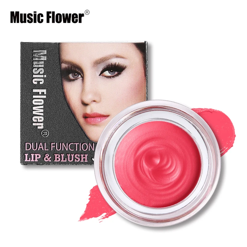 Music Flower Фирменная Новинка Косметика 6 цветов Daul Founction губ и румян Макияж Набор питательный увлажняющий крем для губ Румяна Губная помада