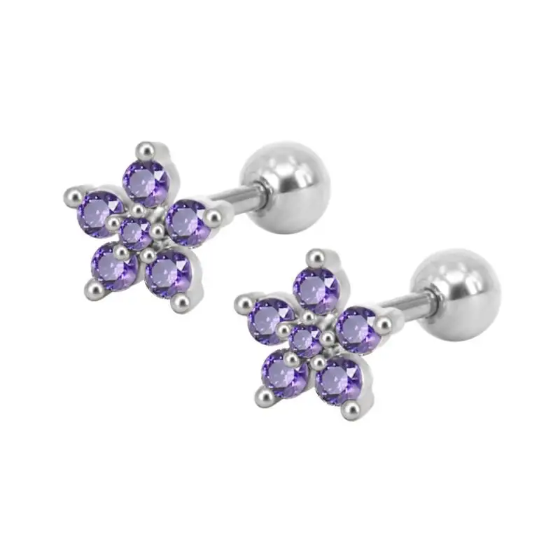 

Cute Star Cartilage Piercing 16G Stud Earrings AAAAA Zircon Tragus Piercing Beautiful Screw Back Ear Piercings Body Jewelry