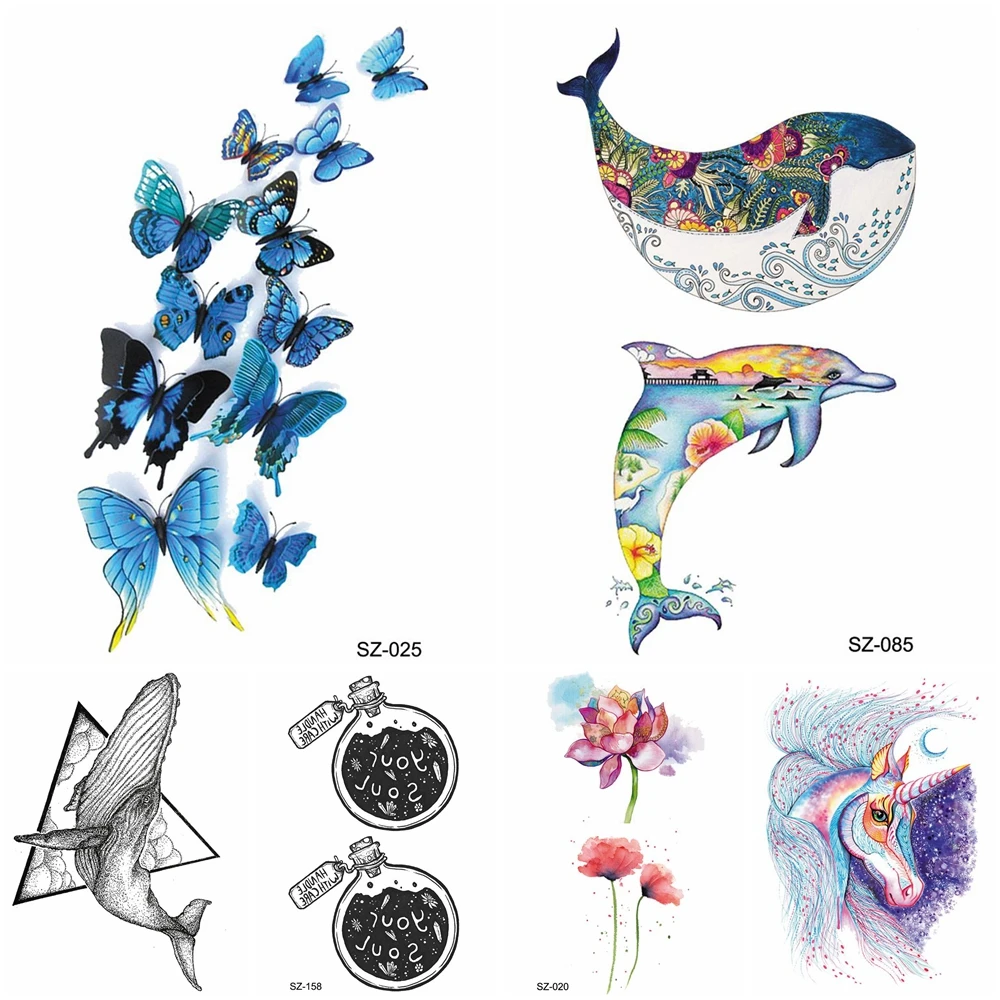 

Flash Kids Cartoon Tattoo Stickers Children Arm Blue Butterfly Temporary Tattoo Women Chest Flower Waterproof Tatoos Xmas Gifts