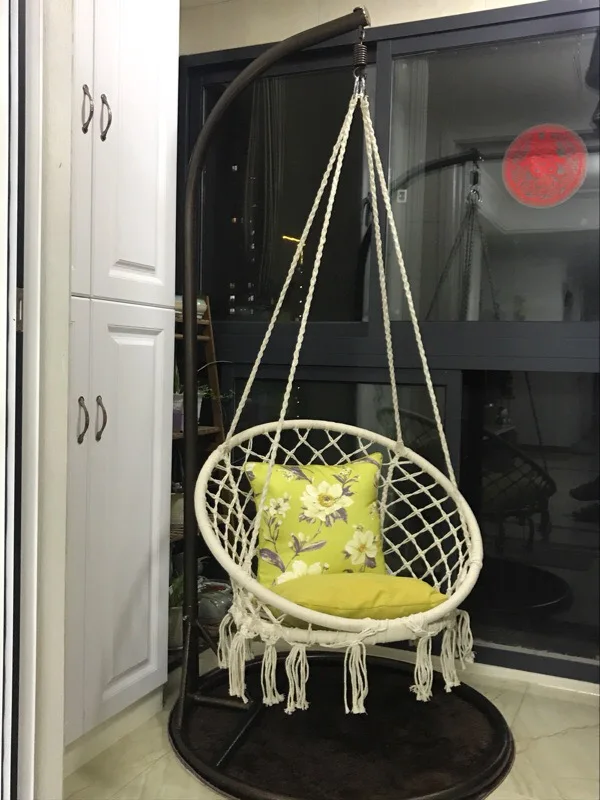 Лидер продаж подвесное кресло качели из хлопкового шнура ручной работы/корзина