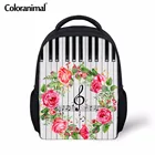 Цветные животные Музыкальные ноты с рисунком пианино клавиатуры для подростков девочек мальчиков милые школьные сумки Мини Mochila детские сумки через плечо