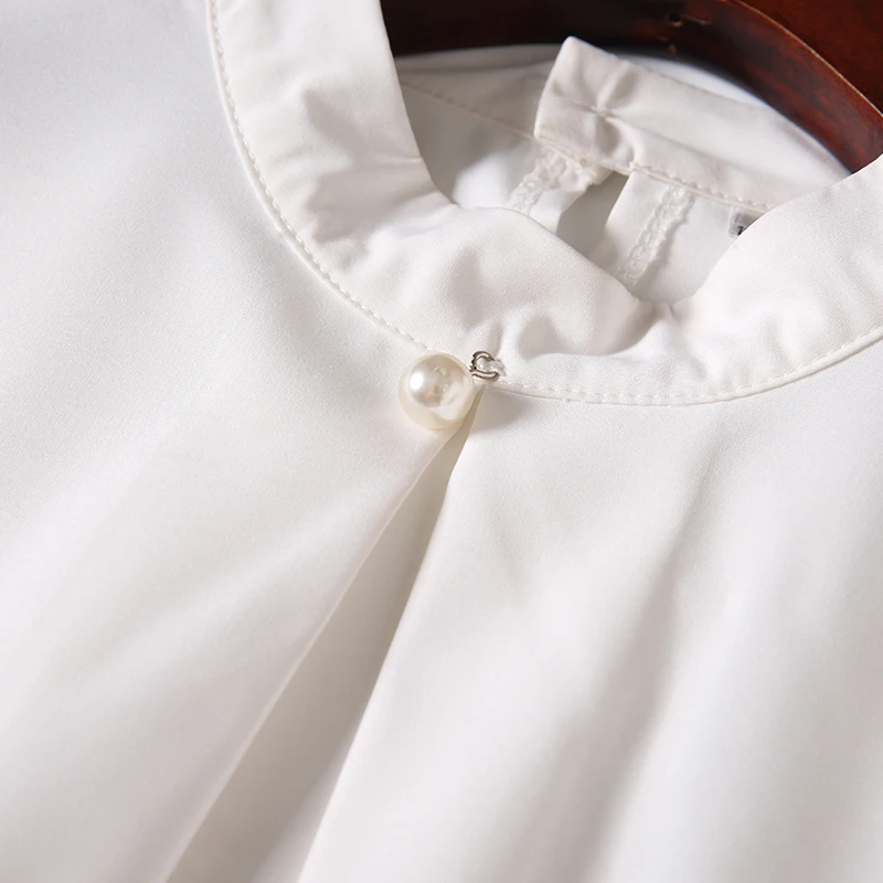 Lenshin рубашка в сложенном виде с воротником-стойкой и имитацией жемчуга женские