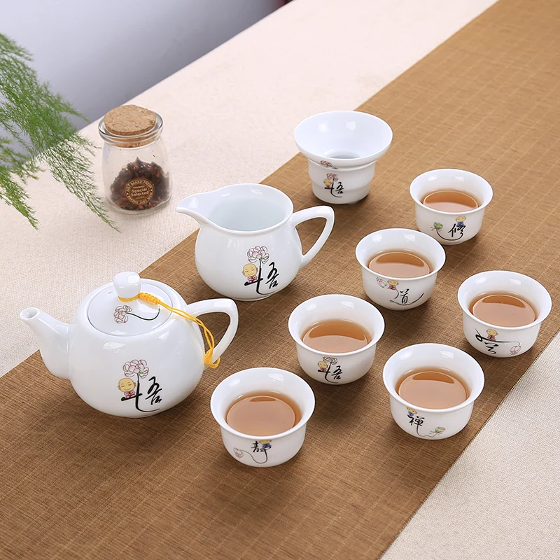 9 шт. китайский Чай комплект Gaiwan синий и белый фарфор Чайный набор кунг-фу Супница