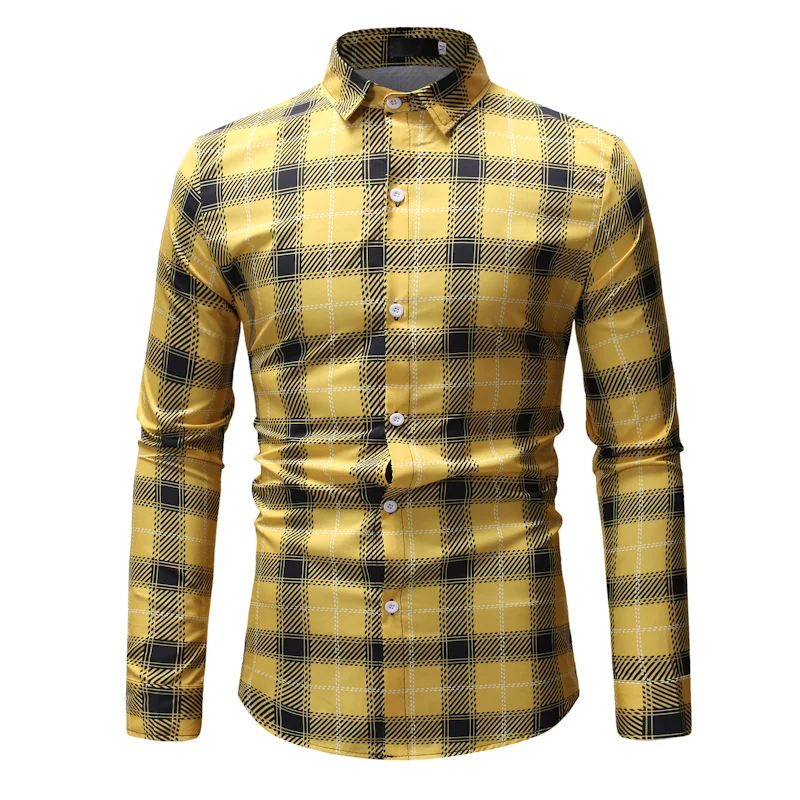 Новая коллекция модных осенних свитеров Для мужчин одежда Slim Fit Для мужчин рубашка с длинными рукавами Для мужчин клетчатая хлопковая Повседневное Для мужчин рубашка социальных размера плюс 3XL
