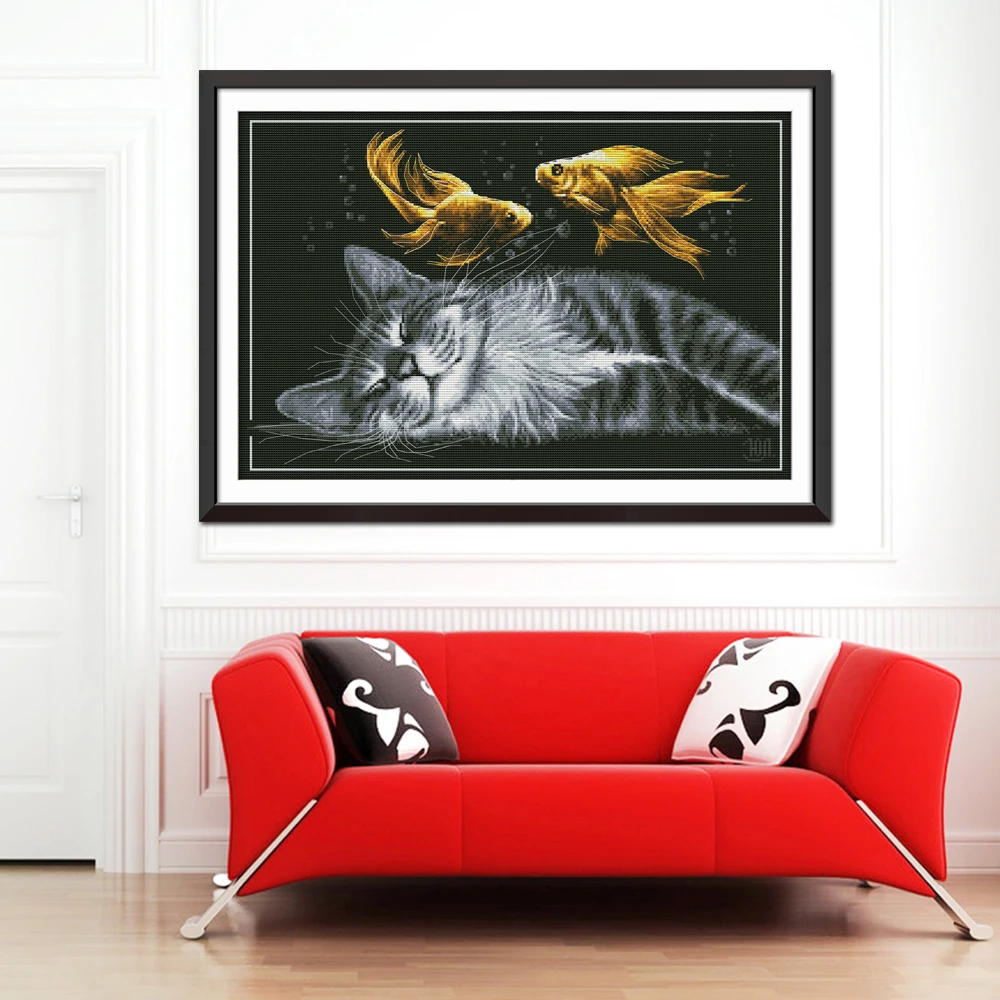 Вышивка крестом Joy Sunday Sweet Dream Cat DA261 14CT 11CT домашнее украшение с счетом и печатью