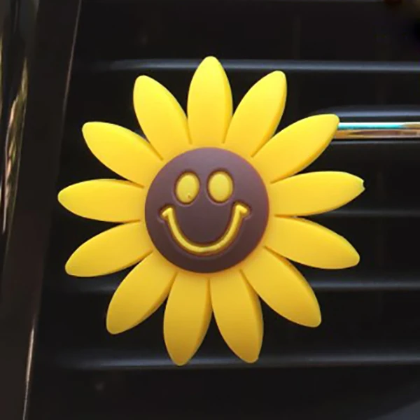 1 pc smile Освежитель воздуха в виде подсолнуха, милый автомобильный ароматизатор, автомобильный ароматизатор, Ароматический диффузор, автомобильный декор, автомобильные аксессуары для девочек - Название цвета: 1 pc smile