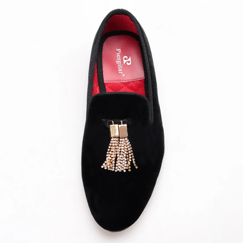 PIERGITAR новые стильные женские бархатные туфли с металлической кисточкой вечерние