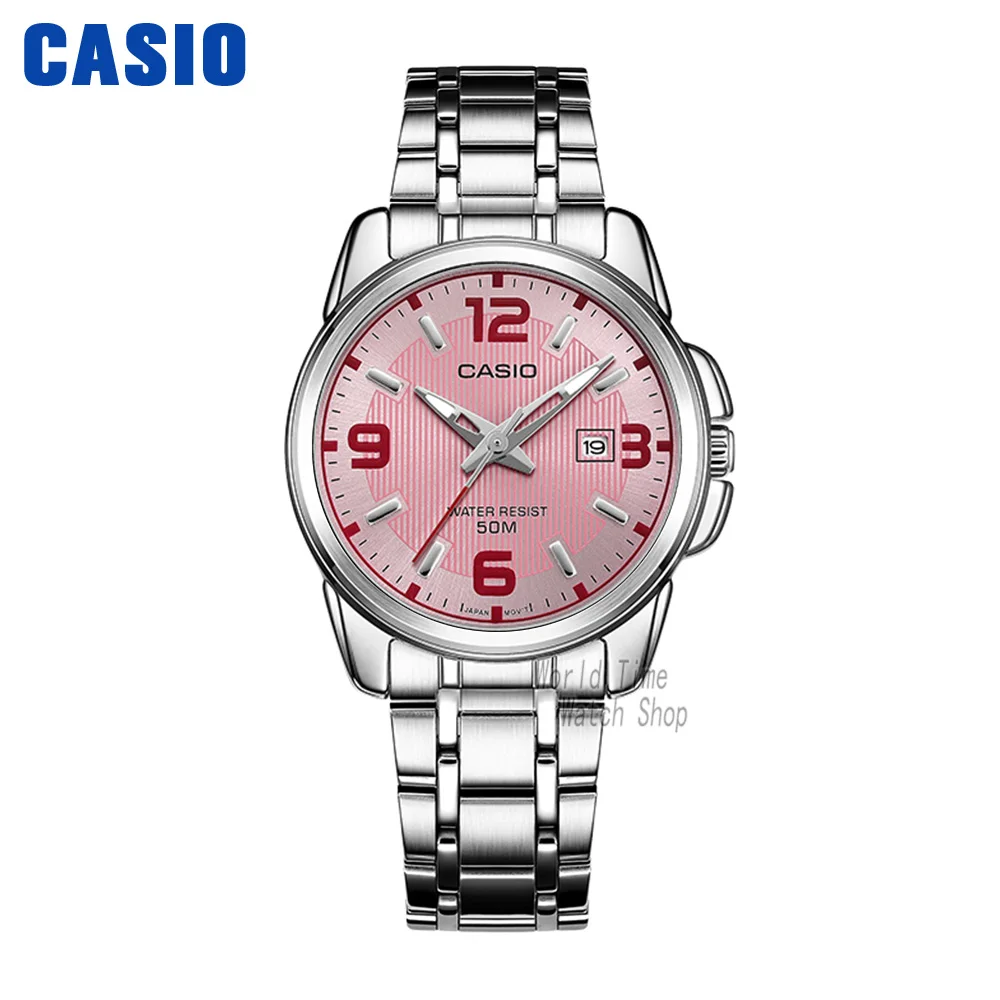 LTP1314D5A-1 Casio часы женские часы лучший бренд класса люкс 50 м Водонепроницаемый Кварцевые часы женские Подарки Светящиеся Часы Спортивные часы Розовая поверхность Классические дугообразные женские часы reloj mujer relogio - Цвет: LTP1314D5A-1