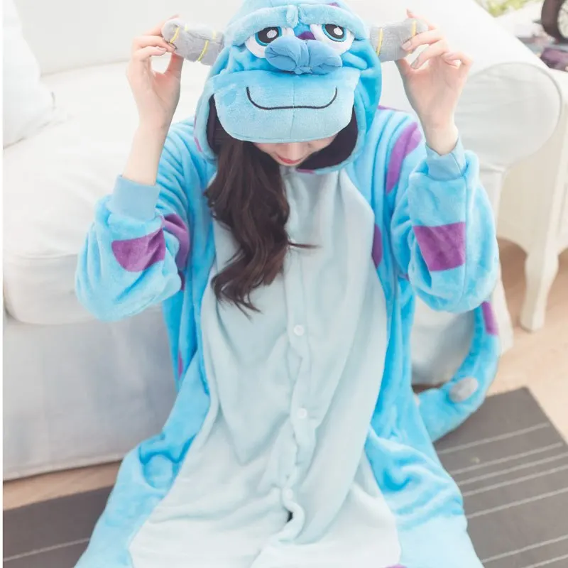 кигуруми Пижама с мультяшным принтом Салливан Кигуруми для женщин Monster Onesie Pijamas