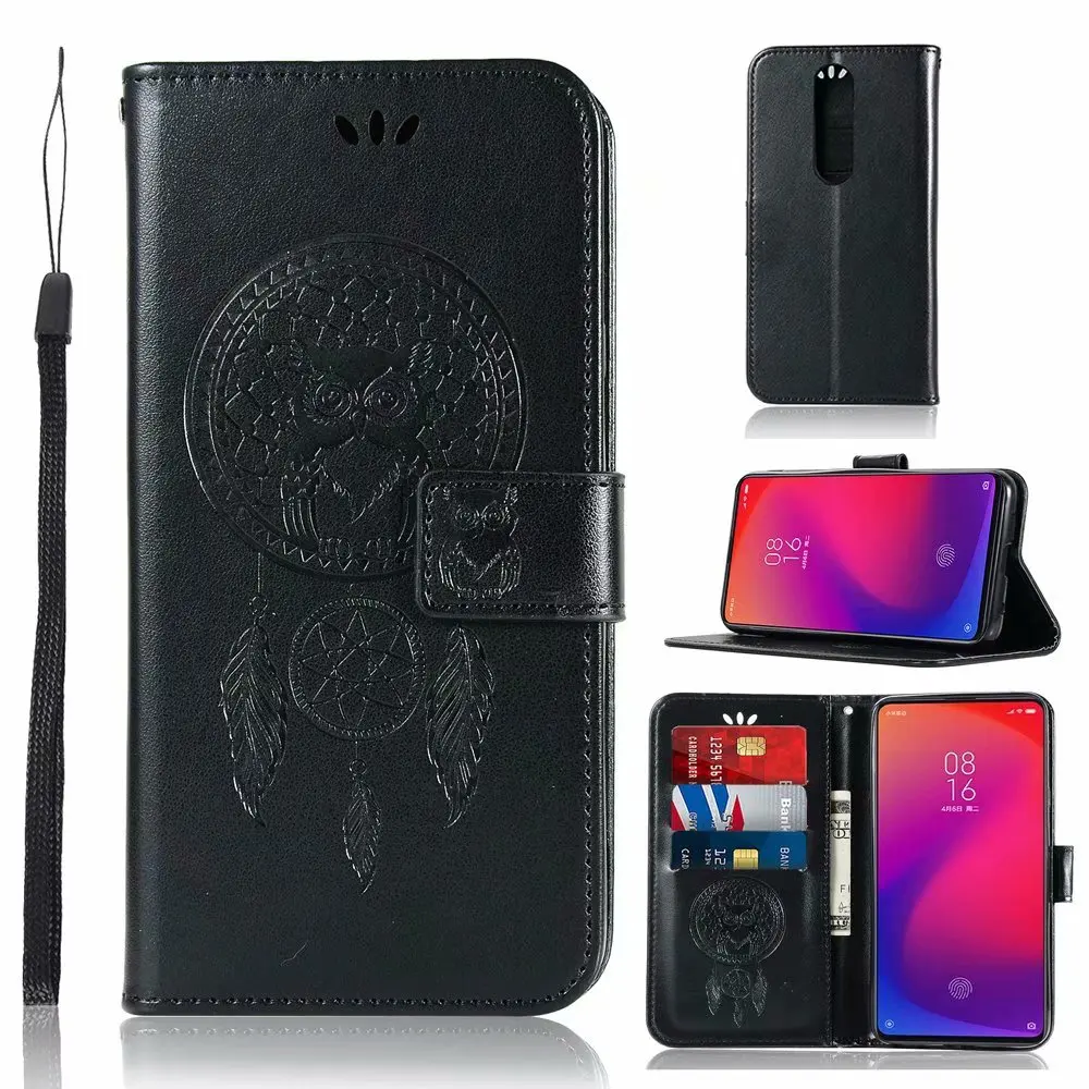 

For xiaomi redmi k20 Phone Case PU Leather Cover Fundas Wallet Flip Owl wind chimes Relief Shell For xiaomi redmi k20 PRO