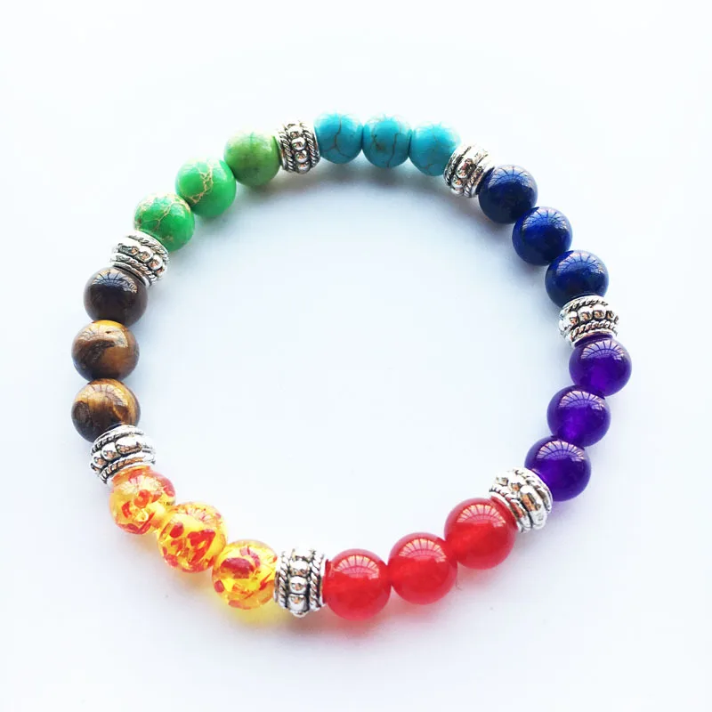 Мужские и женские 7 чакр смесь камней исцеляющая чакра молитвенный браслет лава