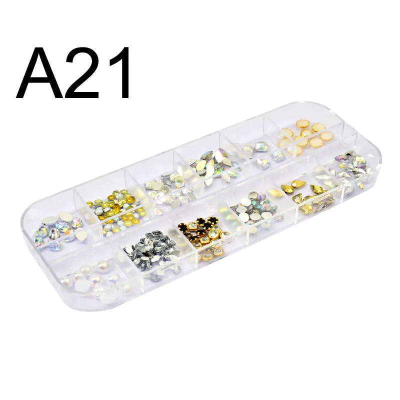 A21 WUF 12 Маникюр для ногтей сетка блеск/хлопья/зеркальная пудра 3D талисманы Русалка нерегулярные звезда круглый Блестки пыли набор украшения для ногтей - Цвет: A21