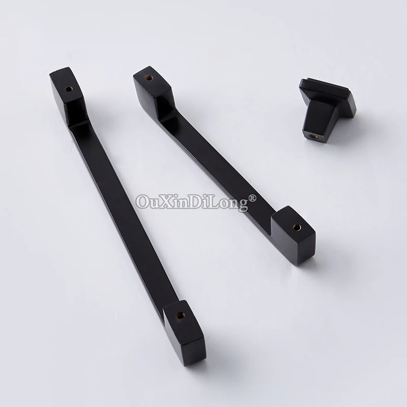 Европейский Элегантный черный 2 шт Твердый латунный кухонный шкаф дверные ручки
