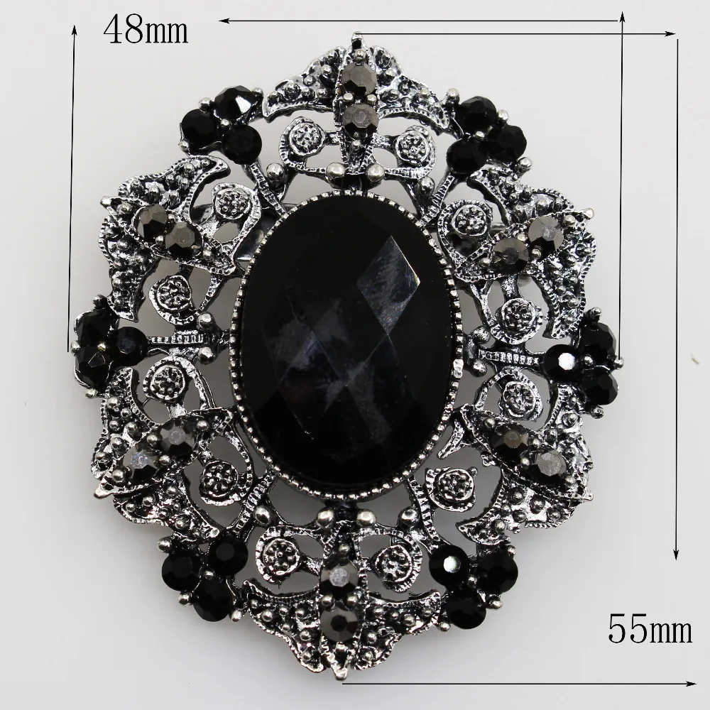 

Fashion Black Wedding Decoration Oval 48*55mm Flower Brooches Rhinestone Jewelry Crystal Clothing Brooches Scarf Accessories