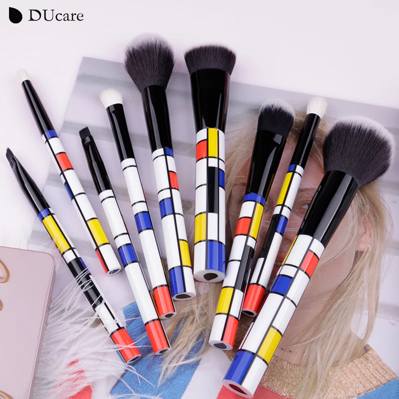 DUcare 9 шт. кисти для макияжа кабуки основа тени век кисть смешивания пудры козья