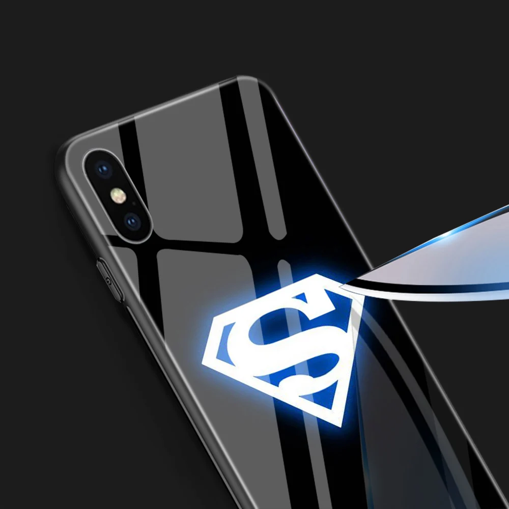 Ciciber Marvel Бэтмен Железный человек логотип световая крышка чехол для iPhone 11 Pro Max 7 8 6 6s