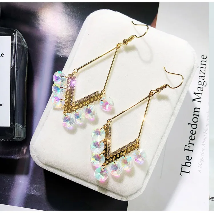 Геометрические длинные висячие серьги крупные с подвесками для женщин ювелирные