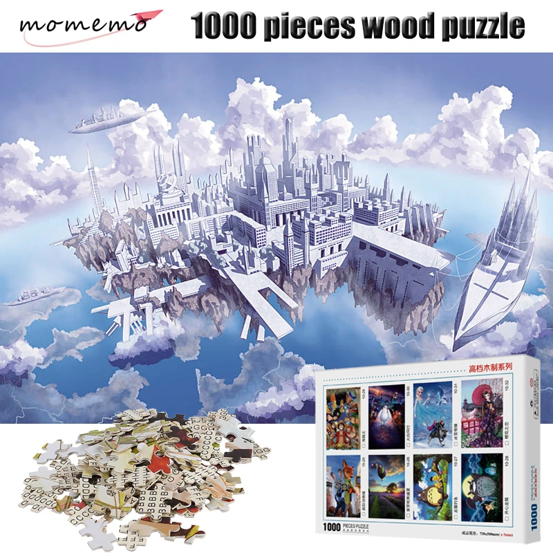 

MOMEMO 1000 Piece Jigsaw Puzzle A Castle In The Air Wooden Puzzle 1000 Pieces Adult Assembling Toys Entertainment Game Kids Gift