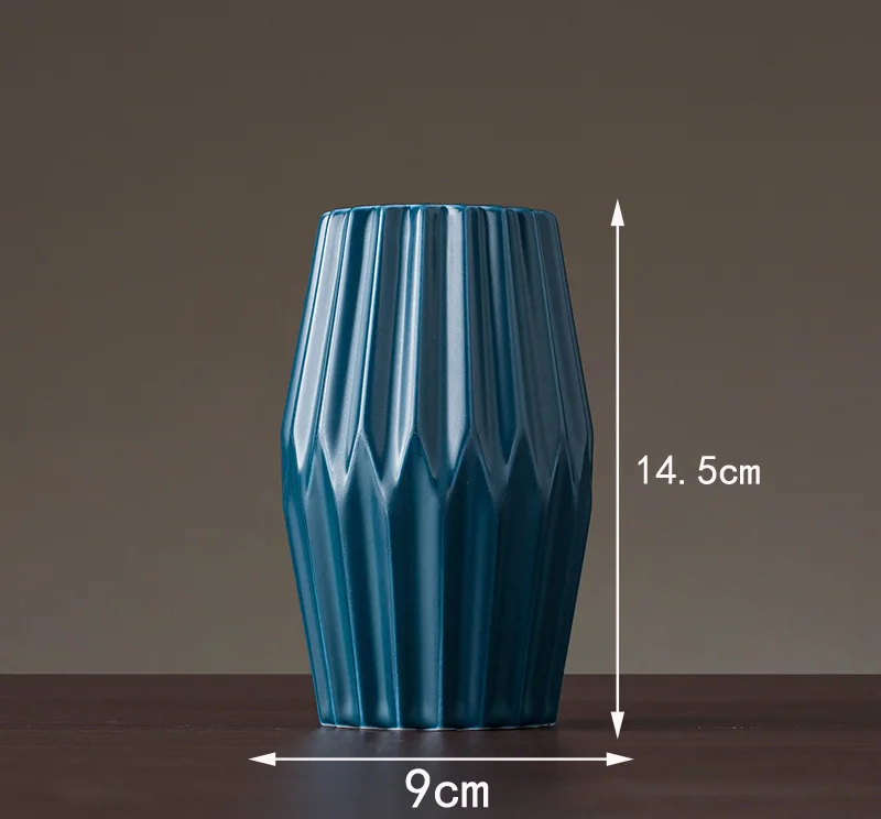 blue 9x14.5cm Европейская керамическая ваза с геометрическим орнаментом оригами, домашний декор, искусство и ремесла, ваза для цветов, Мини Настольные вазы, свадебные украшения, аксессуары - Цвет: blue 9x14.5cm