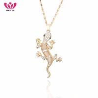 cute lizard pendant necklace ivory black colors cat eyes stone animal pendant jewelry women clavicle chains necklace 2018