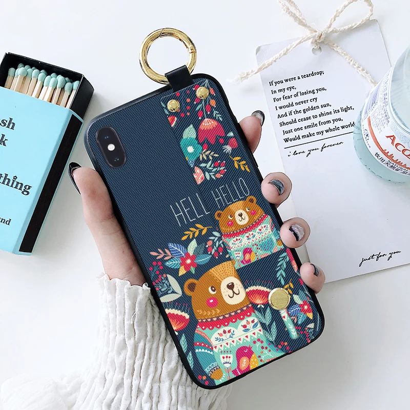 Чехлы с ремешком на запястье для iPhone 11 Pro XS XR MAX Ring Kickstand мягкий чехол из ТПУ X 8 7 6 6S