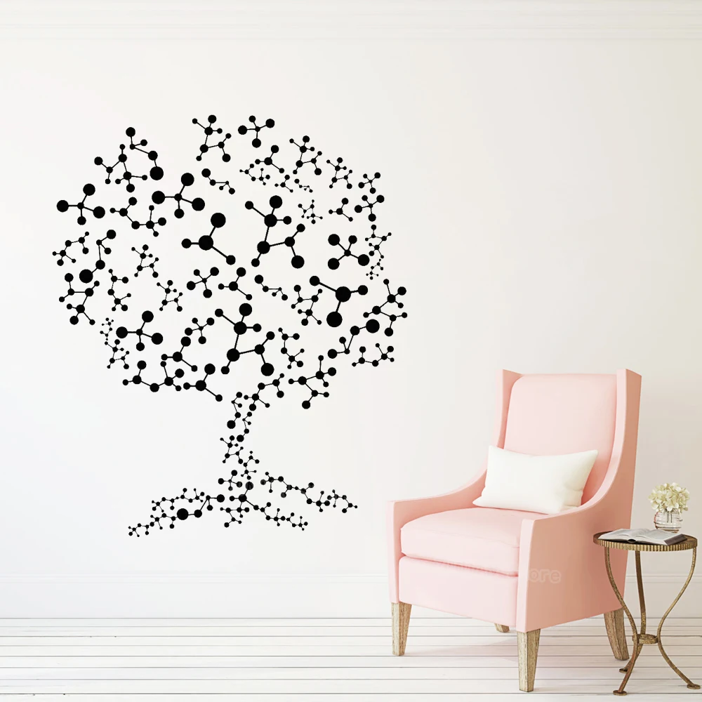Наклейки на стену дерево молез для спальни Science Atoms Art настенная наклейка