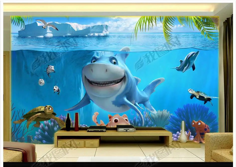 

3D wall murals wallpaper custom picture mural 3D three - dimensional underwater world children 's room backdrop wall decoration