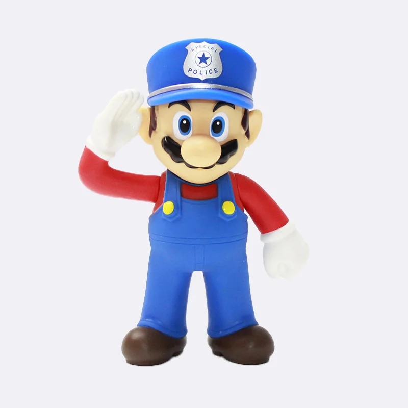 police mario 13 см Super Mario Bros Bowser Luigi Koopa Йоши Марио уарио производитель Odyssey Donkey Kong Toad ПВХ Фигурки Модели кукол игрушки - Цвет: police mario