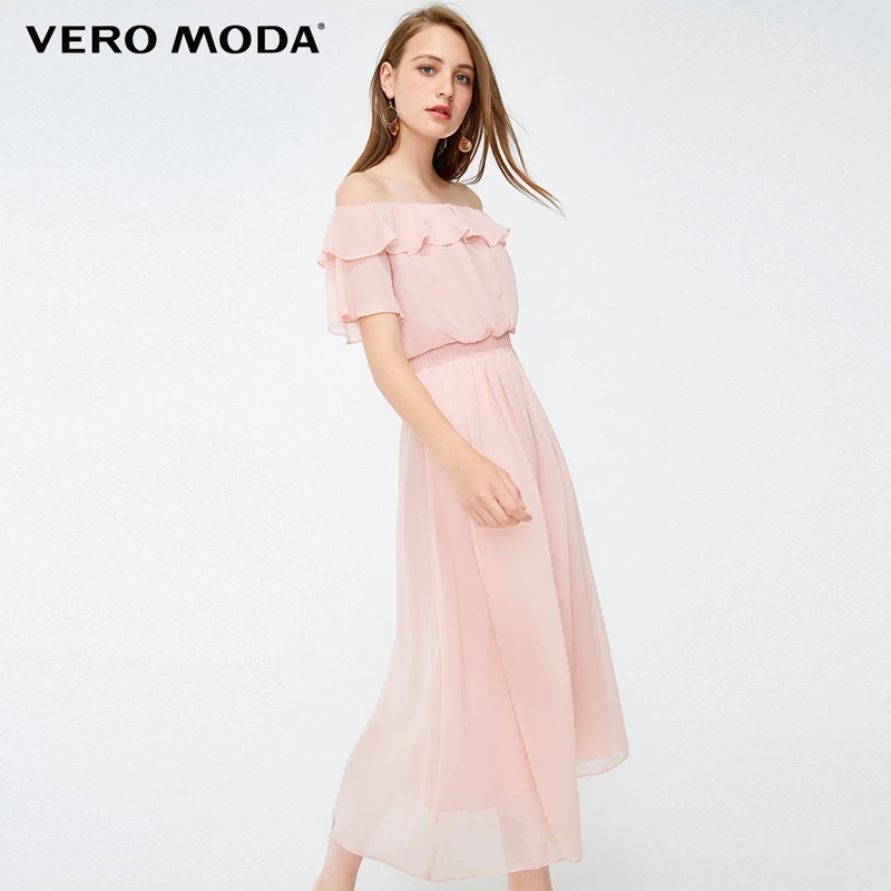 Платье с оборками и открытыми плечами и высокой посадкой Vero Moda | 31837B509