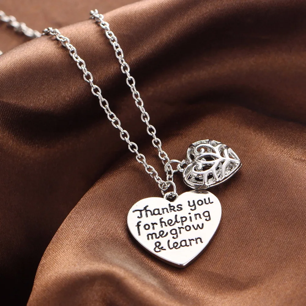 Полые подвеска в виде сердца цепи ожерелье учительница Спасибо за помощь мне