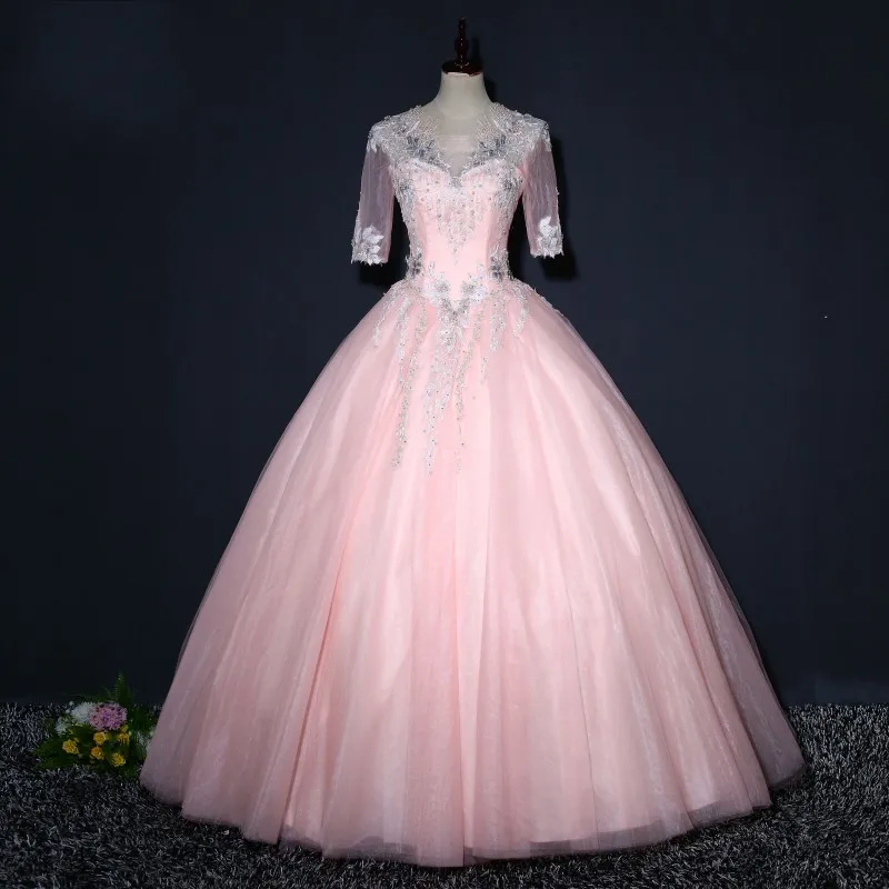Розовое Бальное Платье с коротким рукавом платья для выпускного вечера