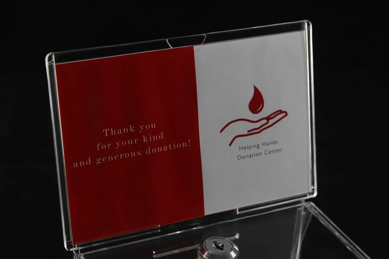 Акриловая коробка для сбора подарков средств Perspex с блокировкой ключей