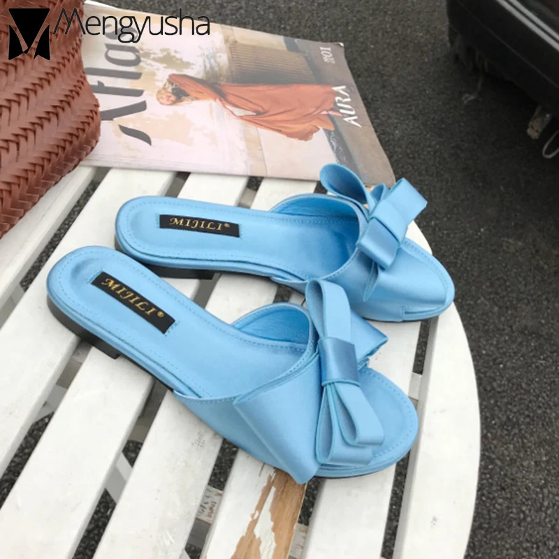 Корейские босоножки лук flipflops женская обувь чистый Летний пляж шлепанцы на