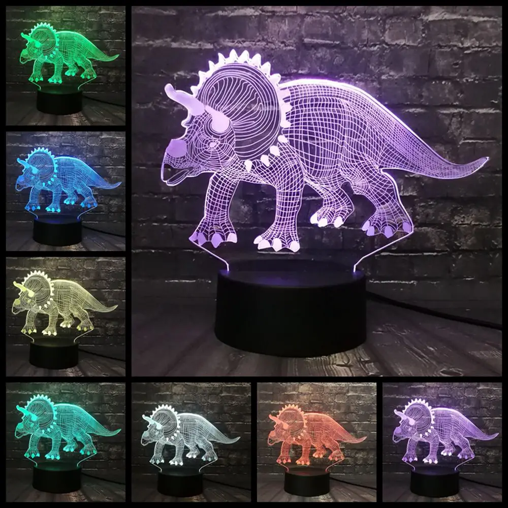 Акриловый светодиодный 3D животных вулканической лавы с рисунком динозавра в