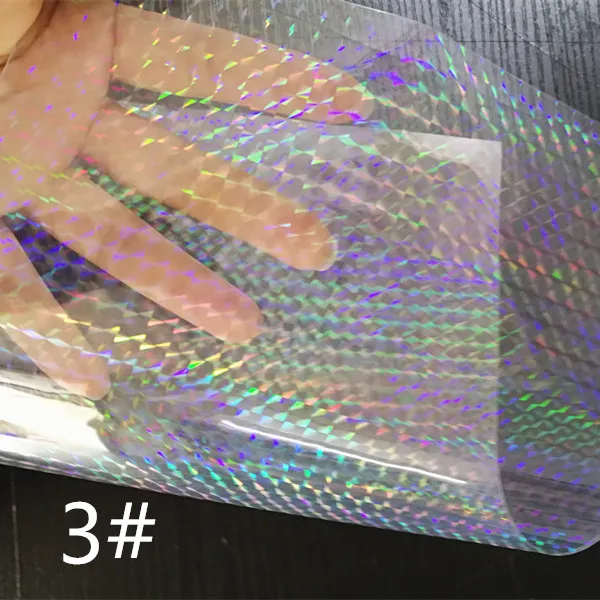 3 7,6*12 дюймов Прозрачная голограмма Синтетическая кожа ткань для DIY аксессуаров - Цвет: 3