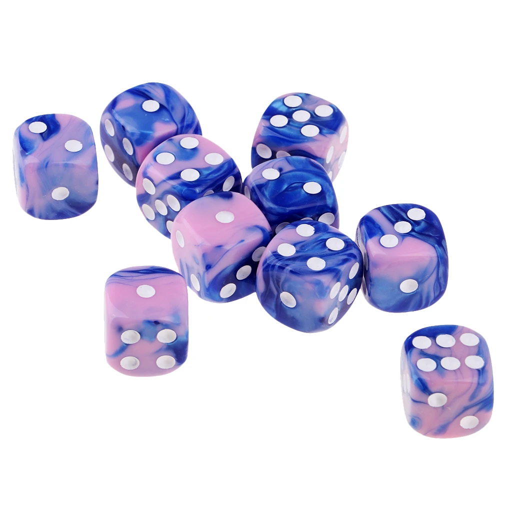 MagiDeal 10 шт 6-кости Набор Яркий Цвета 16 мм игра в кости многогранные кости для настольных игр Казино Подарки обучения