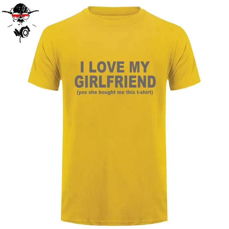 Новая модная футболка с принтом I Love My Girlfriend, забавная Мужская Подарочная Футболка с принтом бойфренда, хлопковые футболки с коротким рукавом
