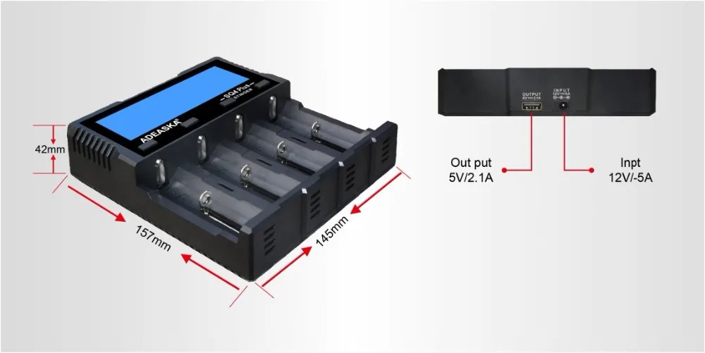 Интеллектуальное зарядное устройство ADEASKA SQ4 PLUS lcd 18650 для li-ion/IMR/LiFePO4/Ni-MH 26650 10440 16340 18350 18650 26650