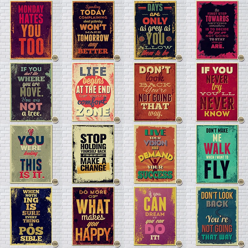 Мотивационный постер с цитатами жизни домашний декор матовая крафт бумага